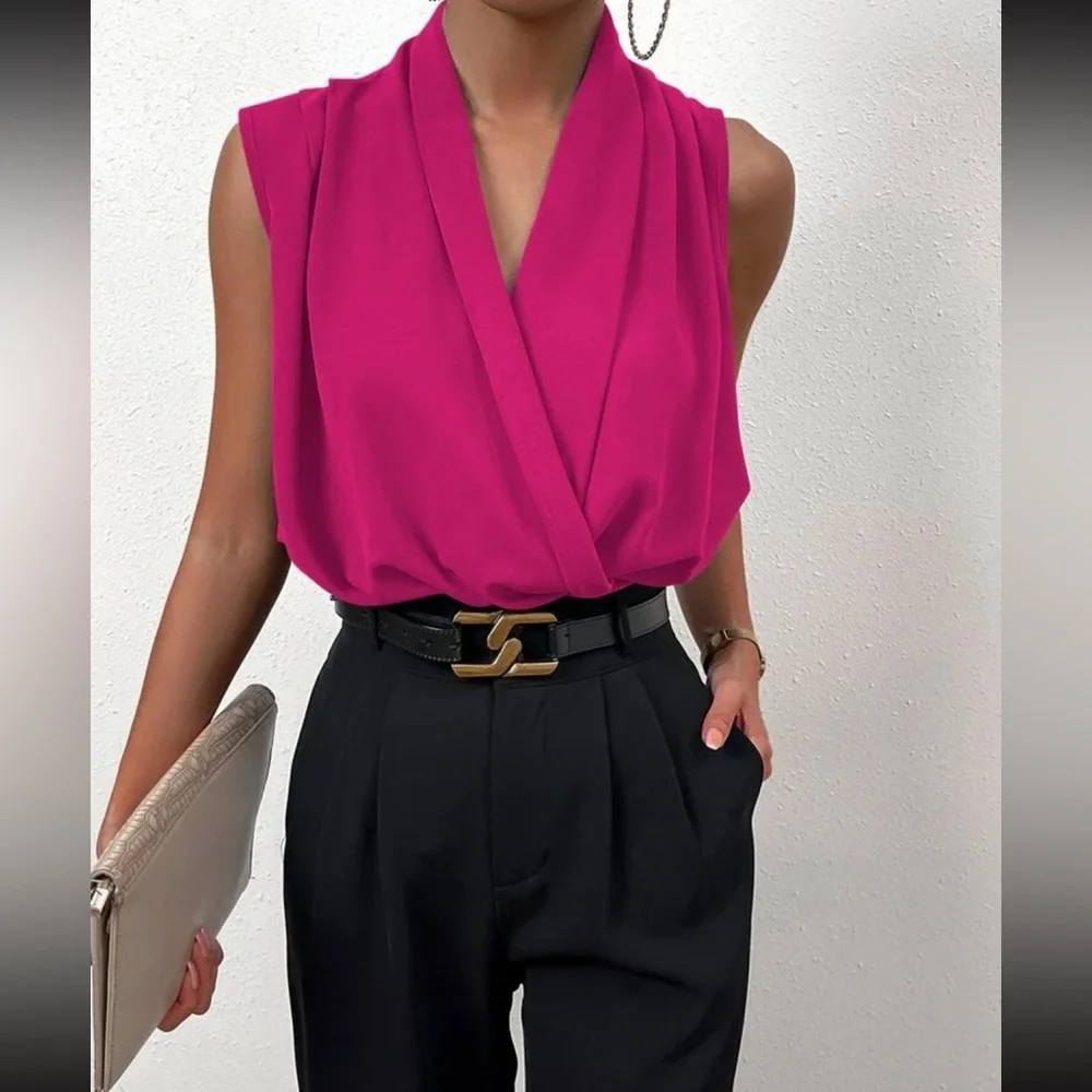 Luxe wrap hem surplice blouse - Picture 15 of 16
